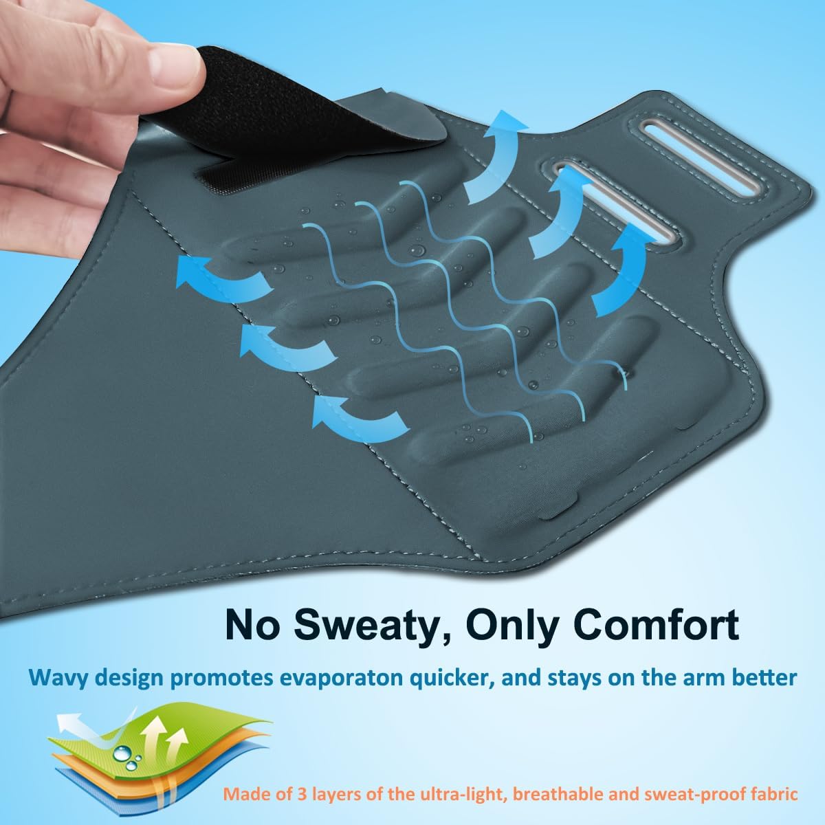 Phone Holder for Running-Arm Band for Running for iPhone & Samsung Galaxy, Cell Phone Armband Holder for Walking, Gym, Workout, Men, Women, w/Adjustable Strap & Zipper Pocket (Grey-M)