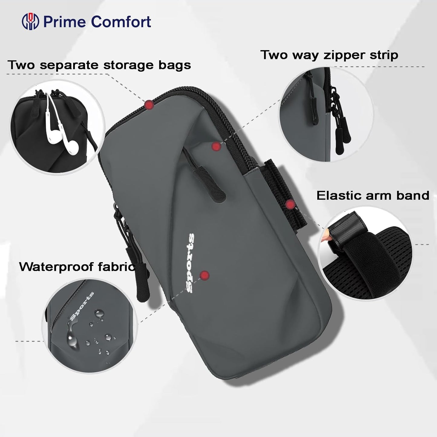 Cell Phone Armbands Running Phone Holder Armband, Shoulder Holster Phone Purse Crossbody Bag Pouch (Gray)