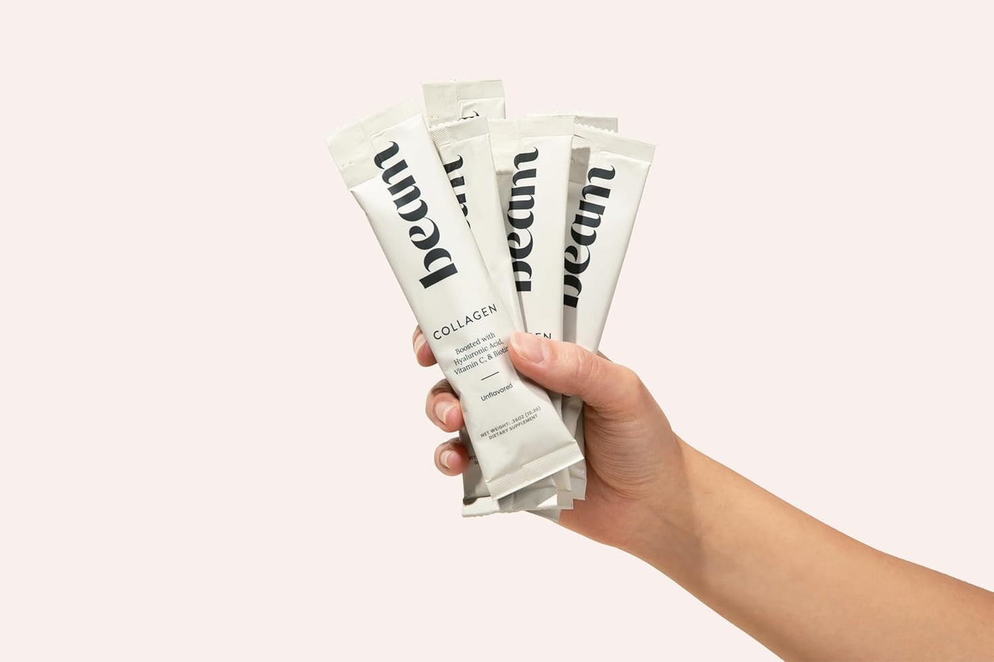 Beam Collagen Powder, Collagen for Women, Collagen with Hyaluronic Acid, Collagen Peptides Type 1 and 3, with Biotin, Grass Fed Bovine, Third-Party Tested, Best for Coffee, Vitamin C, 5 Servings