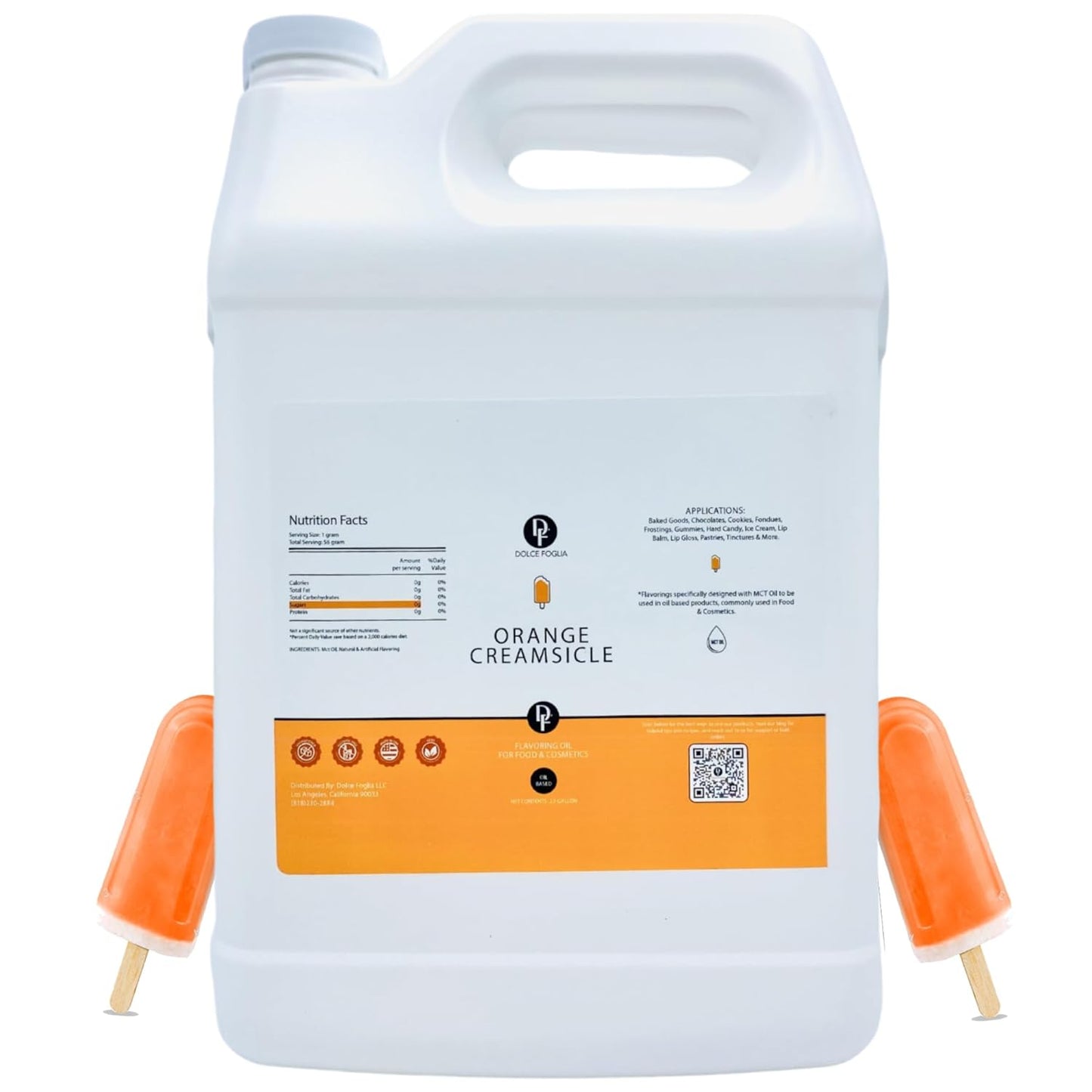 Dolce Flav Orange Creamsicle Extract - 1 Gallon Oil-Soluble Multipurpose Flavoring Ideal for Candy Making, Baking, Lip Balm, and Ice Cream - Perfect Kitchen Gift for Holidays