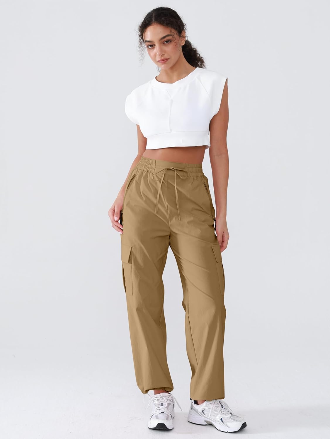 Hiking Pants Women Lightweight Cargo Pants Quick Dry Water Resistant Outdoor Travel Pants with Zipper Pockets