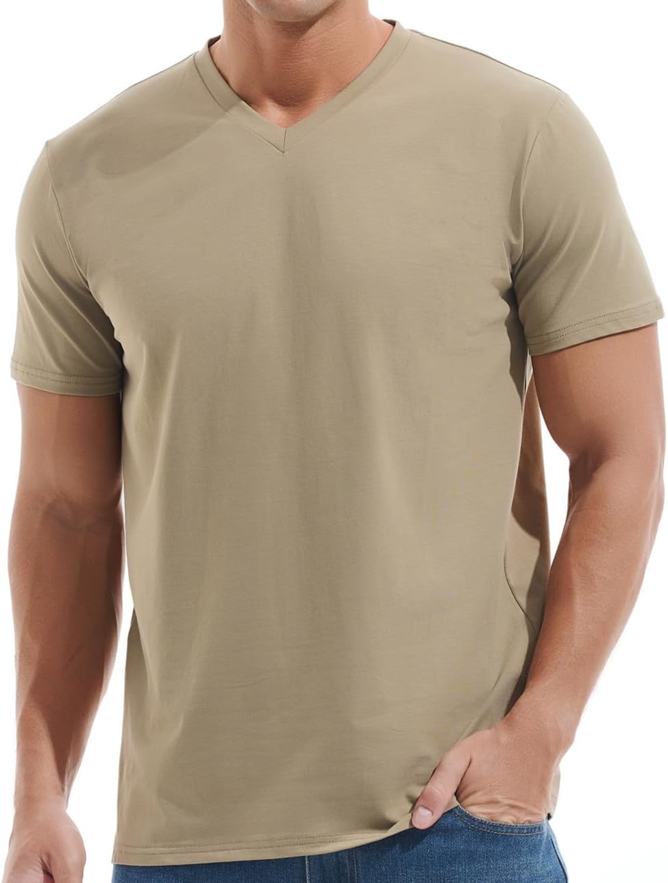 VEIISAR Premium V Neck T Shirts for Men - Modern Fitted Tees Vneck Undershirts