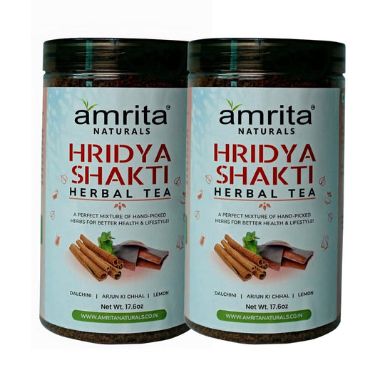 Amrita Naturals Hridya Shakti Herbal Tea 500g x 2 Pack Arjun Bark Instant Blend Caffeine Free Vegan Gluten Free No Artificial Additives Natural Plant Based Herbal Tea Powder