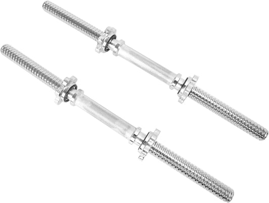 Threaded Dumbbell Rubber/Chrome Handles 1 Inch Pair, Adjustable Dumbbell Bar Handles, Fits Standard Weight Plates with 1” Diameter, for Gym Workouts, Exercise, Weightlifting, Sold in Pair