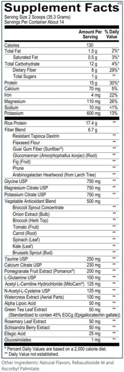Rooted Detox | Phase II & III Liver Cleanse Powder with Brown Rice Protein Fiber & Alkalinizing Phytonutrients | Sugar Free | 17.43 oz