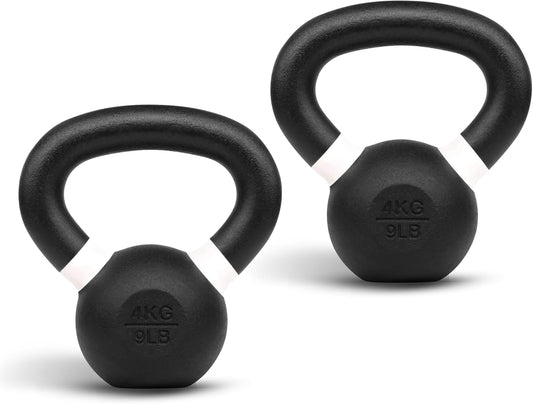 Yes4All Powder Coated Cast Iron Kettlebell Strength Training Kettlebells Weight Set for Full Body Workout, Home Gym