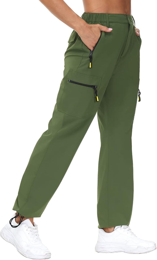VVK Women's Hiking Cargo Pants Lightweight Quick Dry Outdoor Athletic Pants Camping Climbing Golf Zipper Pockets