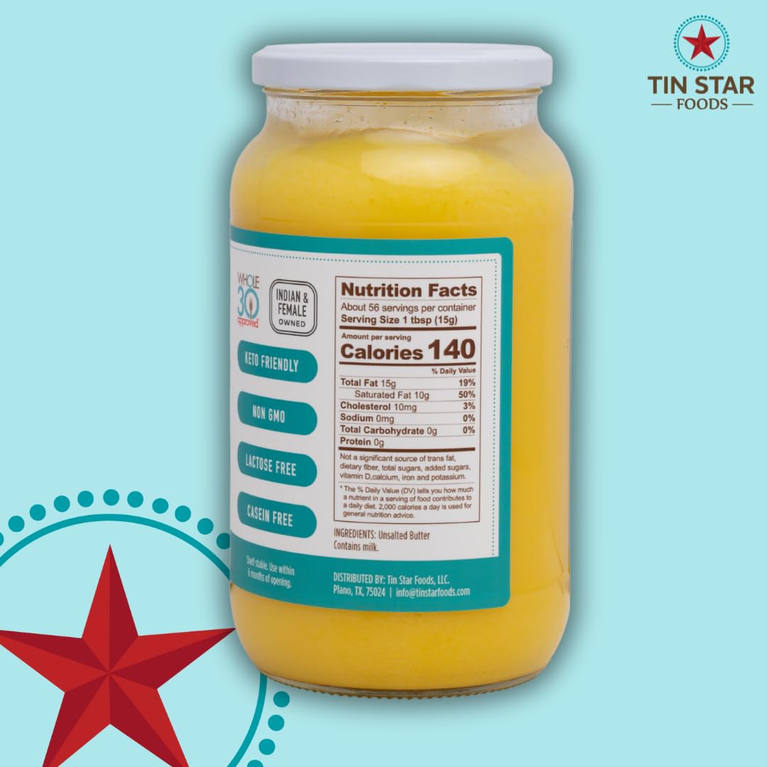 Tin Star Foods - Grassfed Ghee (Grassfed Biodynamic 22.5 oz)