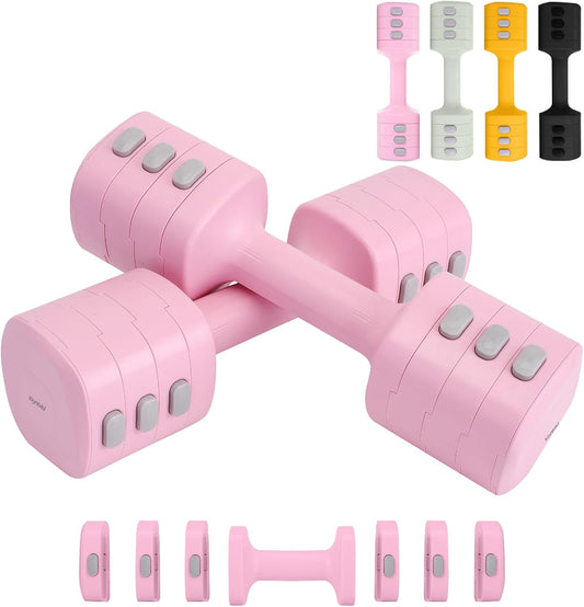 Adjustable Dumbbell Set of 2, 4 in 1 Free Weights Dumbbells Set for Women with Fast Adjustment, Each 2lb 3lb 4lb 5lb Hand Weights Set for Home Gym & Outdoor Exercise Training