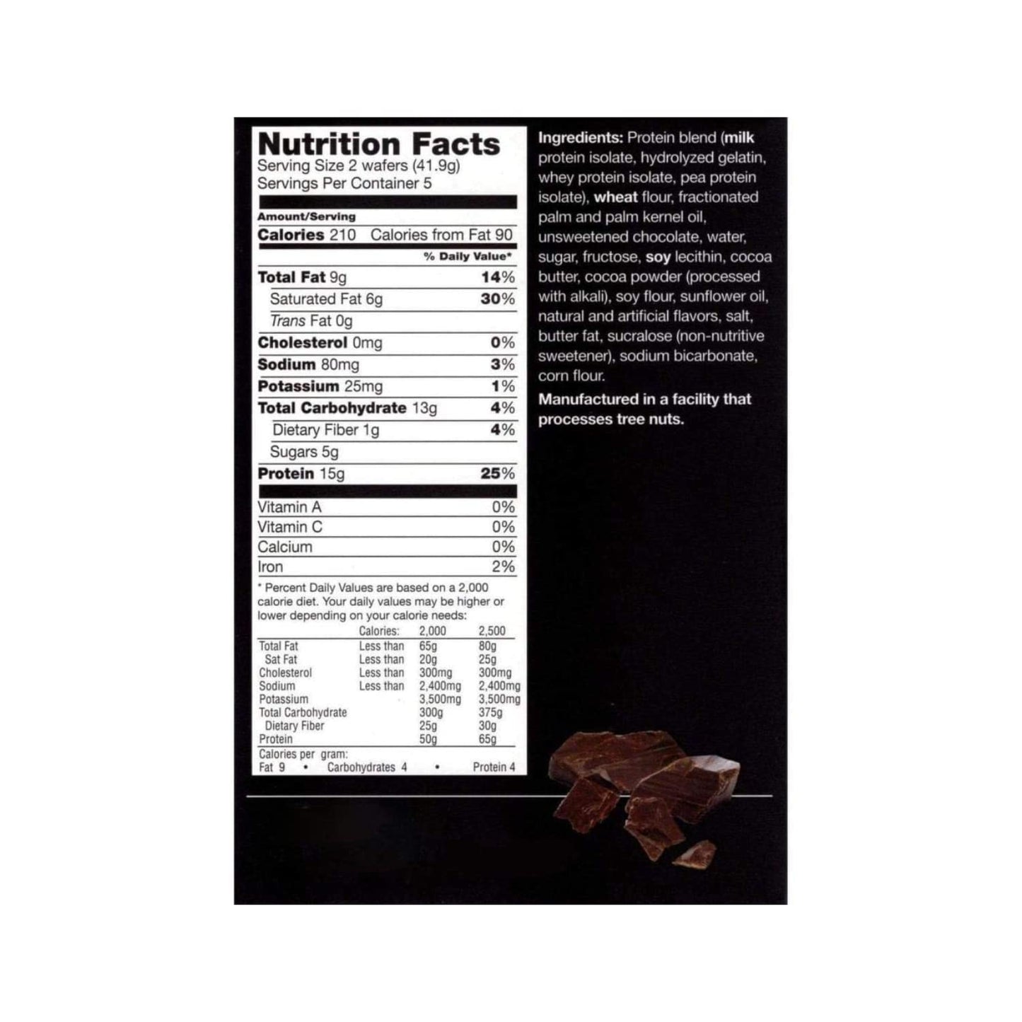 PROTIFIT - High Protein Wafer Bar, 15g Protein, Low Calorie, Low Carb, Low Fat, Trans Fat Free, Cholesterol Free, Ideal Protein Compatible, 5 Servings Per Box (Chocolate)