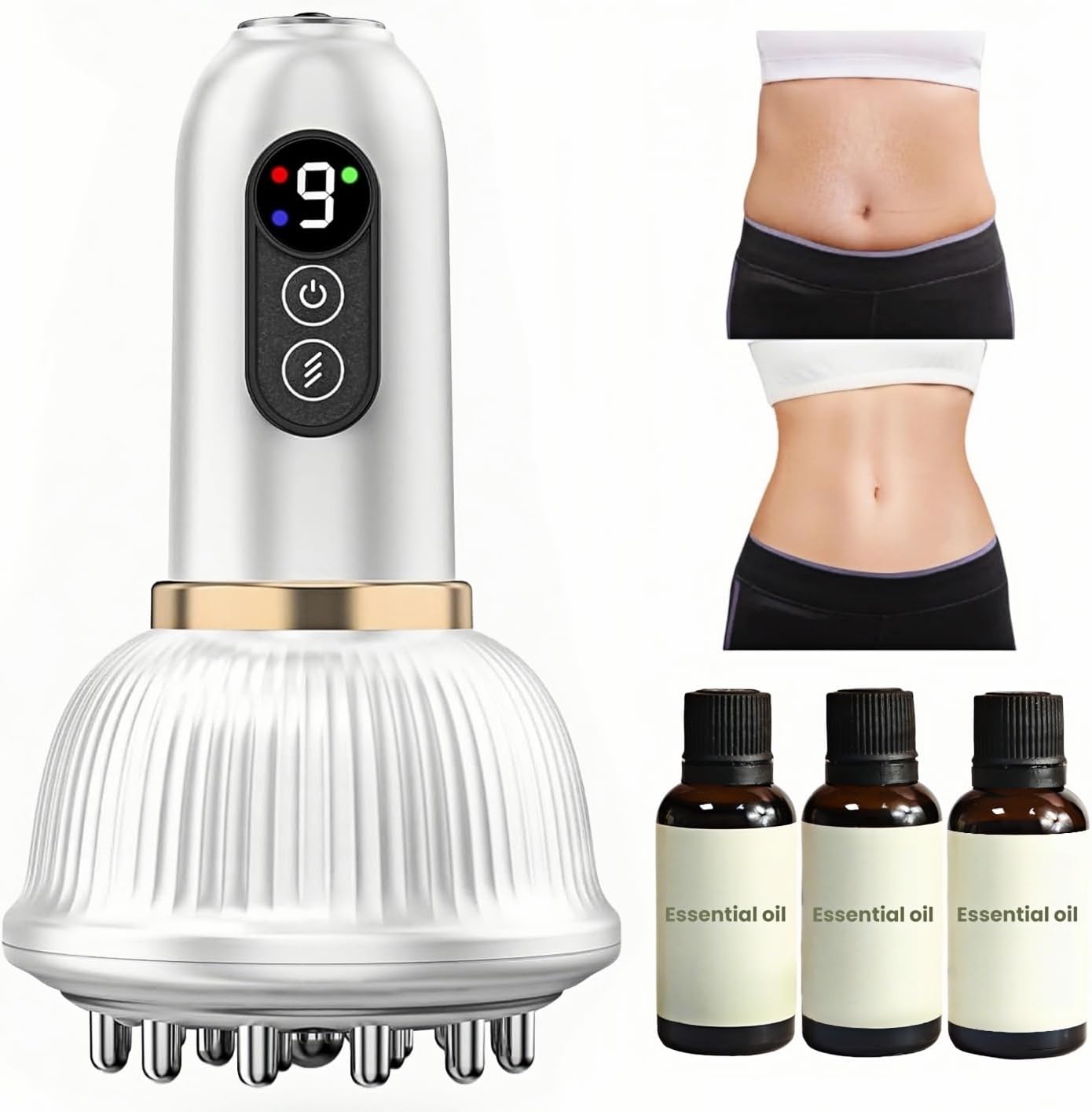 Lymphatic Drainage Massager for Legs, Arms & Belly – Anti Cellulite & Stretch Marks Reduction Tool with Microcurrent, Heat, Vibration & Light Therapy – Portable Body Sculpting Machine for Home Use