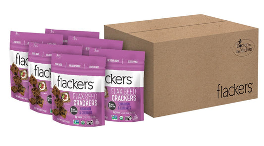 Flackers Organic Flax Seed Crackers Cinnamon & Currants, 5 Ounce 6-Pack, Gluten Free, Non GMO, Vegan, Naturally Sweet