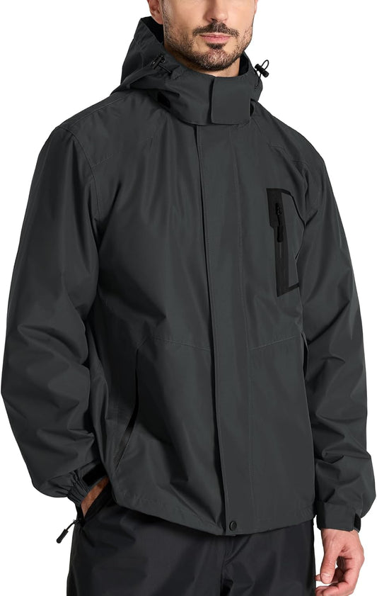 SWISSWELL Mens Rain Jackets Waterproof with Hood Men Windbreaker Jackets Lightweight Rain Coats for Golf Fishing Hiking
