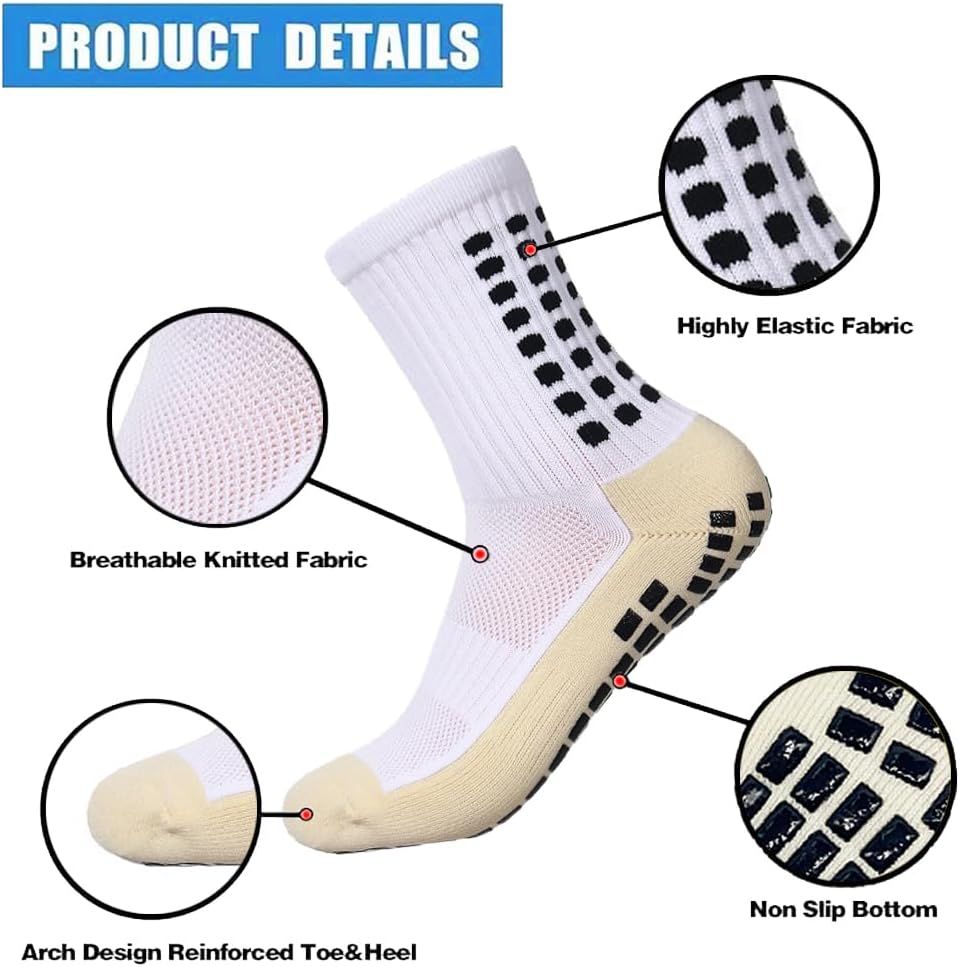 2 Set Anti-Slip Grip Soccer Socks with Shin Guard Sleeves, Sports Athletic Socks for Men Women