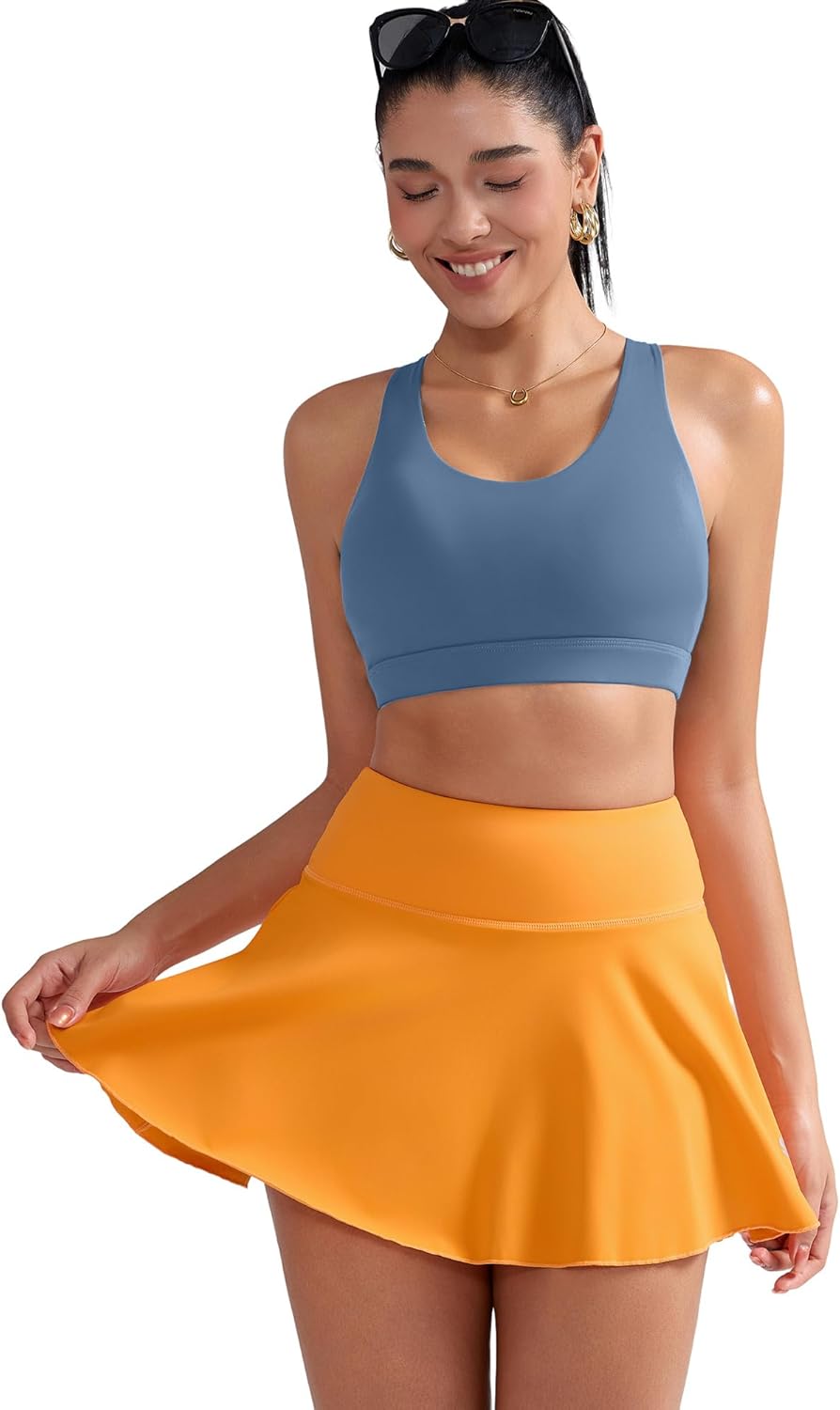 RUNNING GIRL Sports Bra for Women, Criss-Cross Back Padded Strappy Sports Bras Medium Support Yoga Bra with Removable Cups