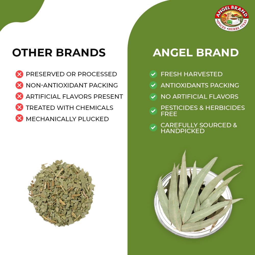 Angel Brand Eucalyptus Leaves 0.25 oz Pouch Pack of 3 - Eucalyptus Has Refreshing Slightly Wood Flavour - Dried Eucalyptus Leaves Commonly Used in Various Dishes, Herbal Tea, Syrups & Savory Dishes