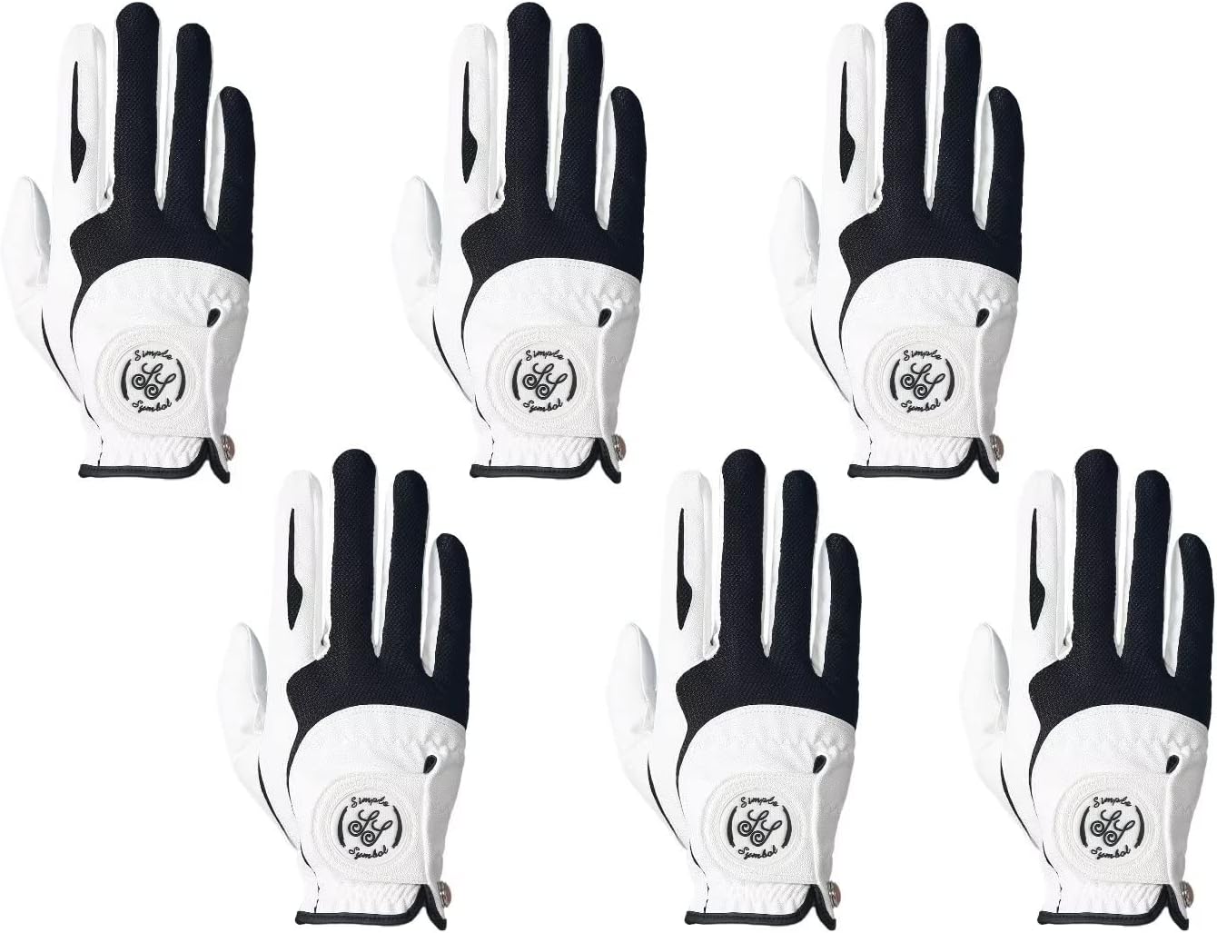 Men's Golf Glove Premium Synthetic Leather,Net Fabric,Stable Grip,Six Pack Value Left Hand Right Hand（Left is Wear on Left Hand,Right is Wear on Right Hand）