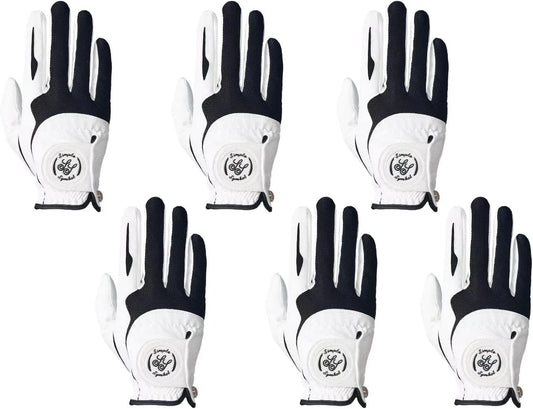 Men's Golf Glove Premium Synthetic Leather,Net Fabric,Stable Grip,Six Pack Value Left Hand Right Hand（Left is Wear on Left Hand,Right is Wear on Right Hand）