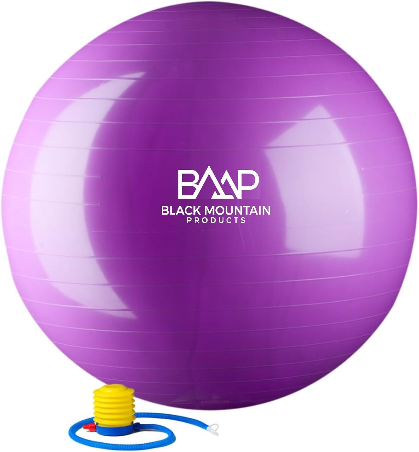 Black Mountain Products Exercise Stability Yoga Ball, Foot Pump, Ball Plug, Plug Puller, 2000 Lbs Static Weight Capacity Antiburst