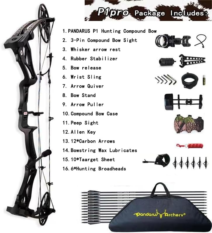Compound Bow Package for Adults and Teens, 0-70 Lbs Draw Weight,23.5"-31" Draw Length,Limbs Made in USA,Lightweight Design,Archery Hunting Bow Set, Fully Adjustable,2024 New