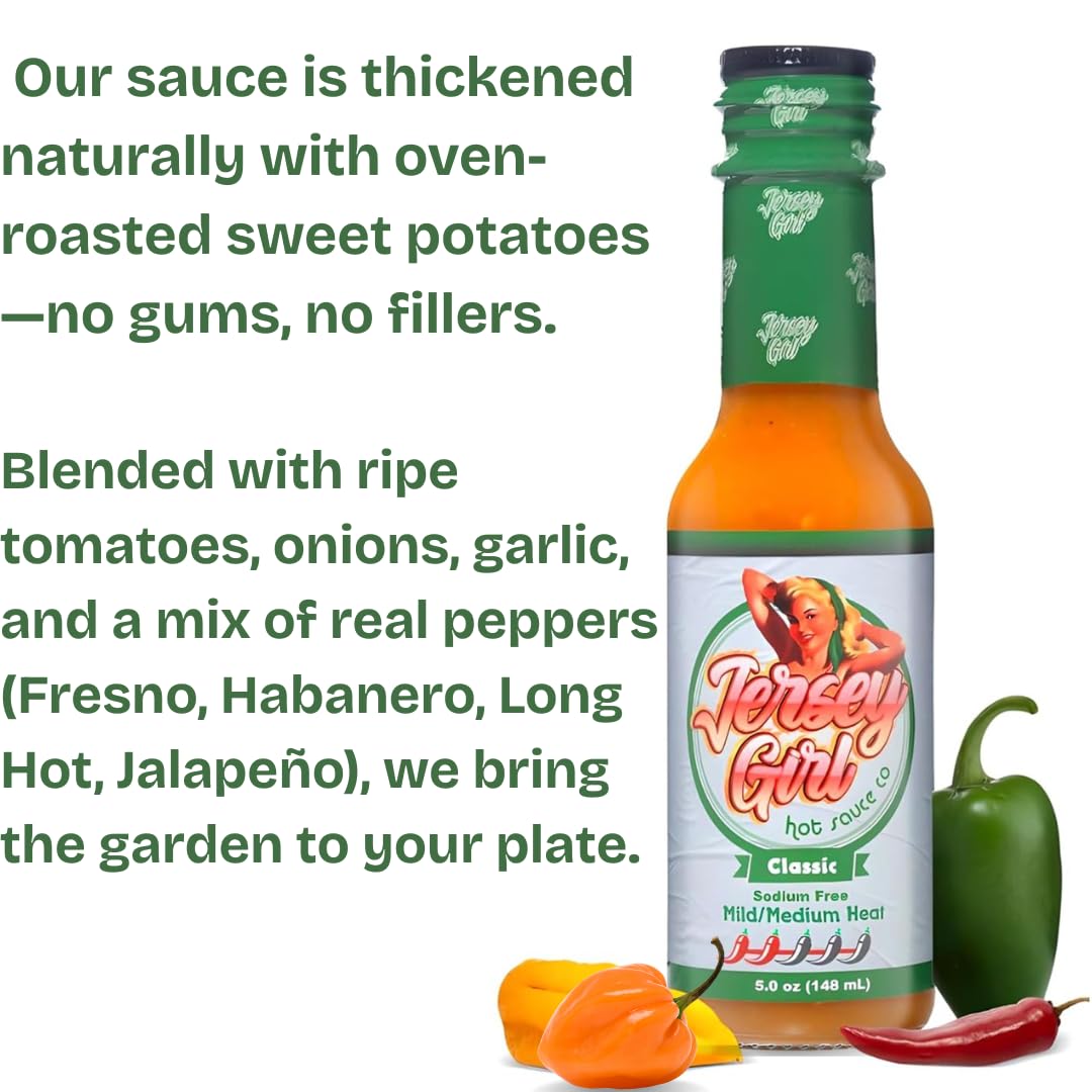 Jersey Girl Habanero Hot Sauce 5oz (Classic) Made with 4 Pepper Varieties (No Added Salt/Sodium Free)