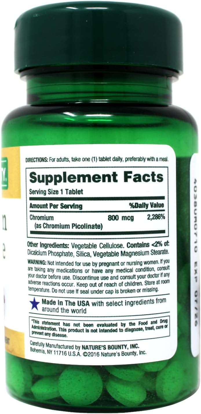 Nature's Bounty Mega Chromium Picolinate 800 mcg tablets 50 ea (Pack of 5)