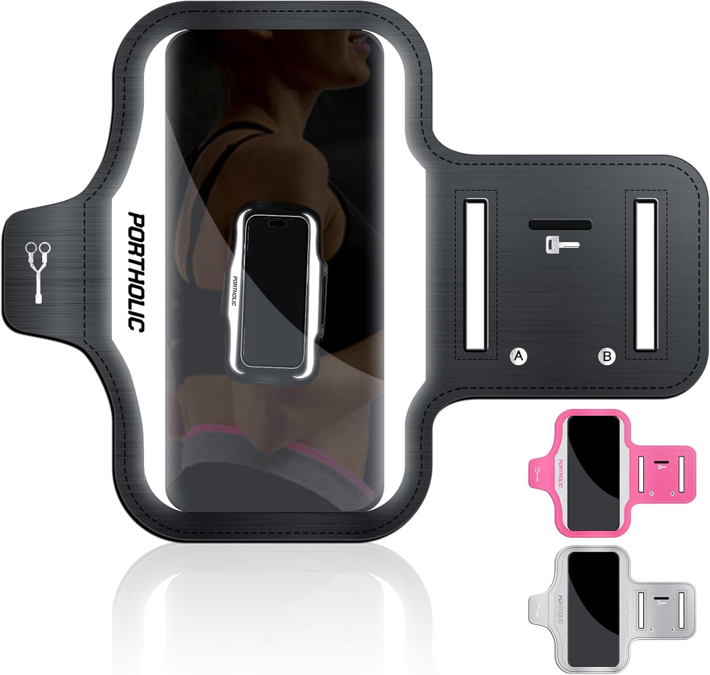 PORTHOLIC 2025 Running Armband Water Resistant Sports Phone Holder Case with Extension Strap, Key Card Slot Up to 6.9" Phone for iPhone 17/16/15/14/13 Plus Air Pro Max XR/XS, Galaxy S25/24/S10