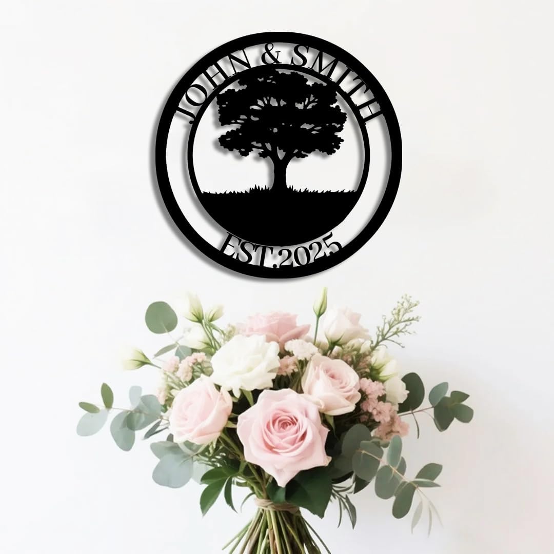 Tree of Life Metal Name Sign | Custom Metal Signs | Personalized Wall Art | Wedding Gift Indoor Decor Gift for Women, Men, Wife, Parents, Couple