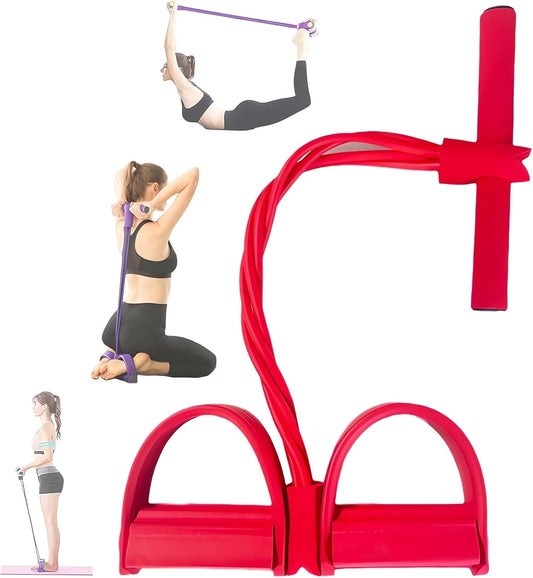 21 Fitness Resistance Bands-4 Tube Pedal Ankle Puller - 2023 New Sit up Leg Stretch Rope Exercise Bands with Handles, Stretching Workout Fitness Bands for Arm Weights Exercise Equipment
