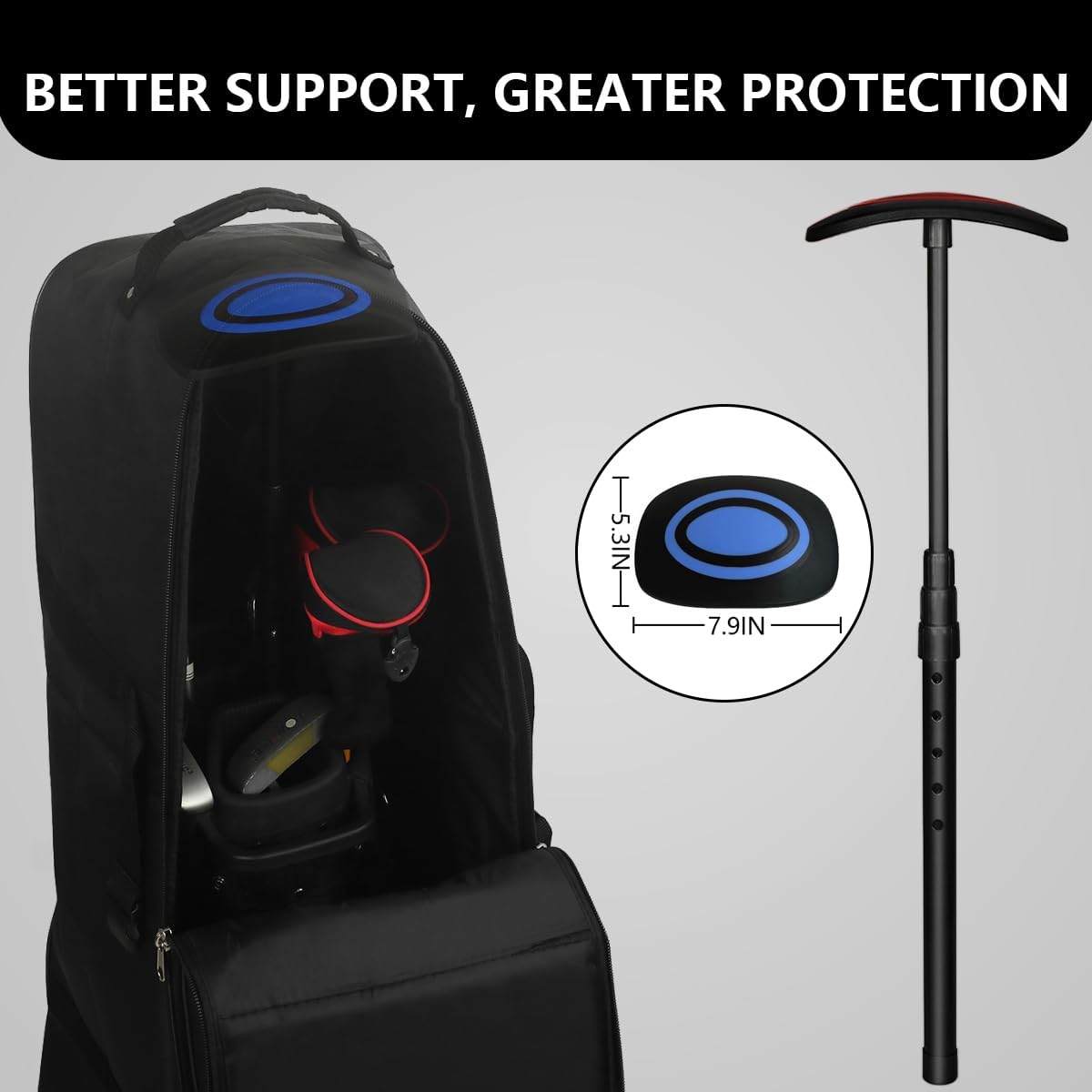 LTY Golf Travel Support Arm, Golf Travel Brace, Golf Travel Protection Kit, Golf Travel Bag Support System - Featuring a New Shape Designed for Better fit with Golf Bags
