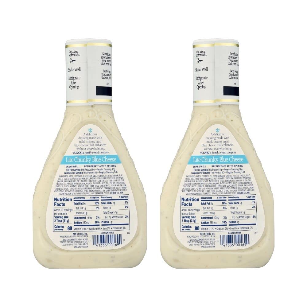 Ken's Steak House Lite Chunky Blue Cheese Dressing (16 Fl Oz, Pack of 2)