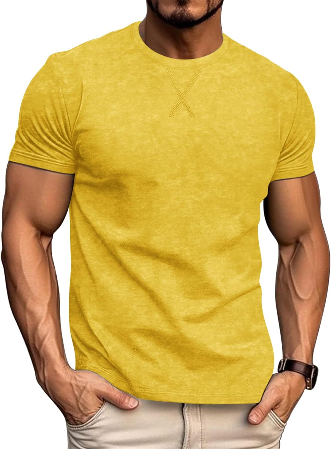 LOGEEYAR Men's Athletic Washed T-Shirts Basic Crew Neck Tees Tops Causal Distressed Cotton T Shirts for Men