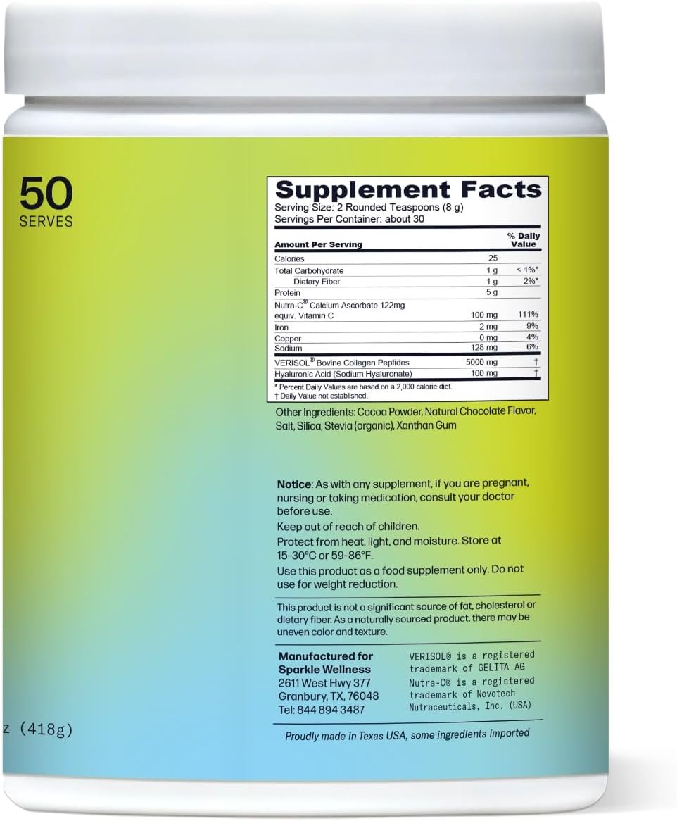 Skin Boost Plus (Chocolate) [50-Serves] | Collagen Powder Supplement with Verisol Bioactive Hydrolyzed Collagen Peptides, Vitamin C & Hyaluronic Acid to Improve Skin Elasticity