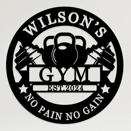 Personalized Motivational Gym Wall Art, Custom Monogram Decor, Vintage Metal Sign for Home Gym, Room Decor