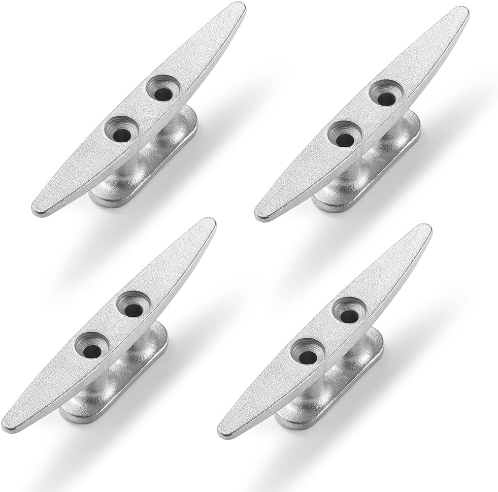 Boat Cleat, 4 inch / 6 inch 304 Stainless Steel Dock Cleat-Ideal for Marine, Deck, Nautical Decor (4 Pack/ 6 Pack)