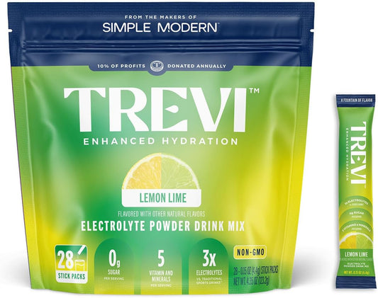 TREVI™ Sugar Free Electrolytes - Drink Mix Hydration Powder Packets - 28 Count - Lemon Lime