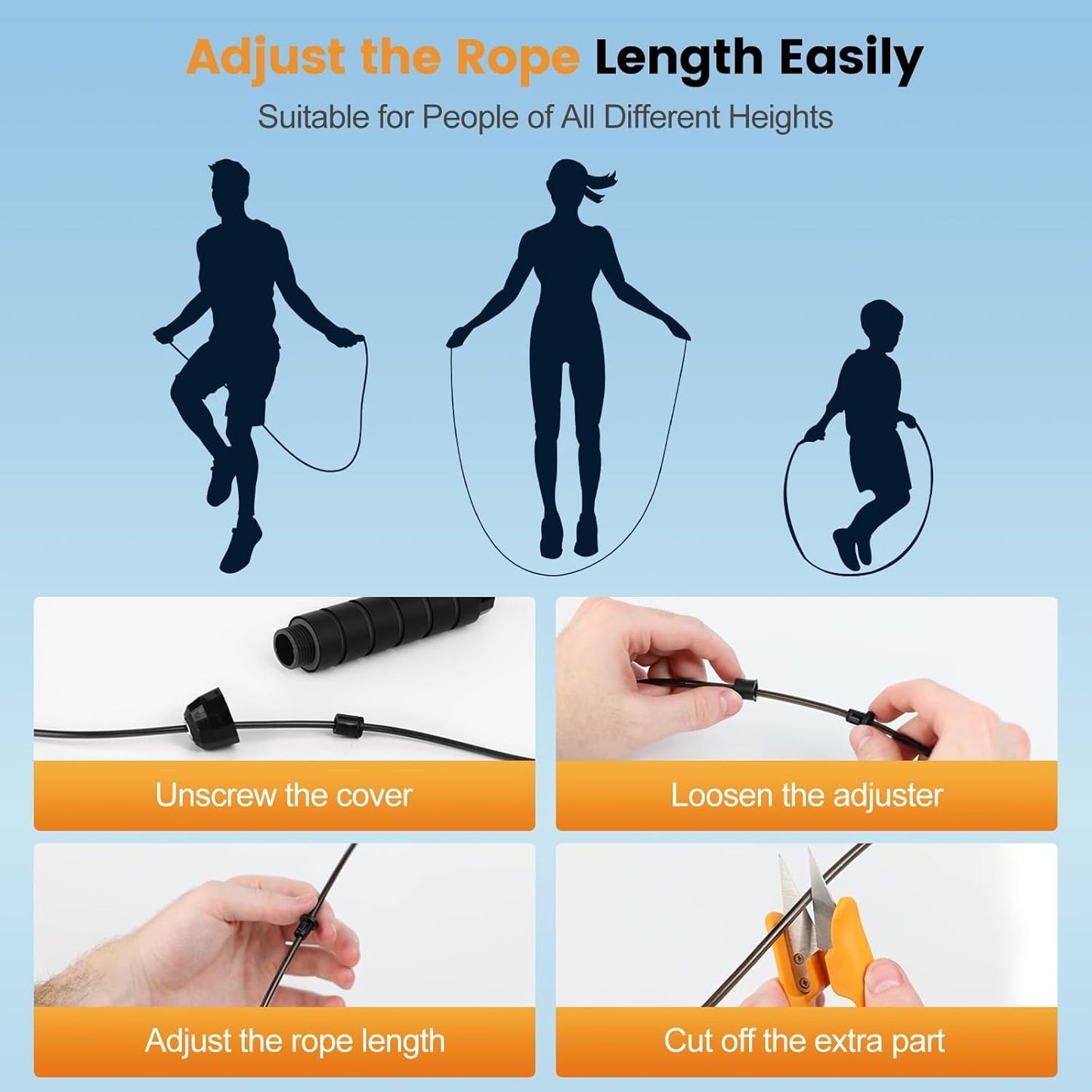 Weighted Jump Rope,Adjustable Tangle-Free Rapid Speed Steel Jumping Rope for Kids,Women and Men,Workout Jump Rope with Foam Handles,Exercise & Slim Body Skipping Rope at Home School Gym