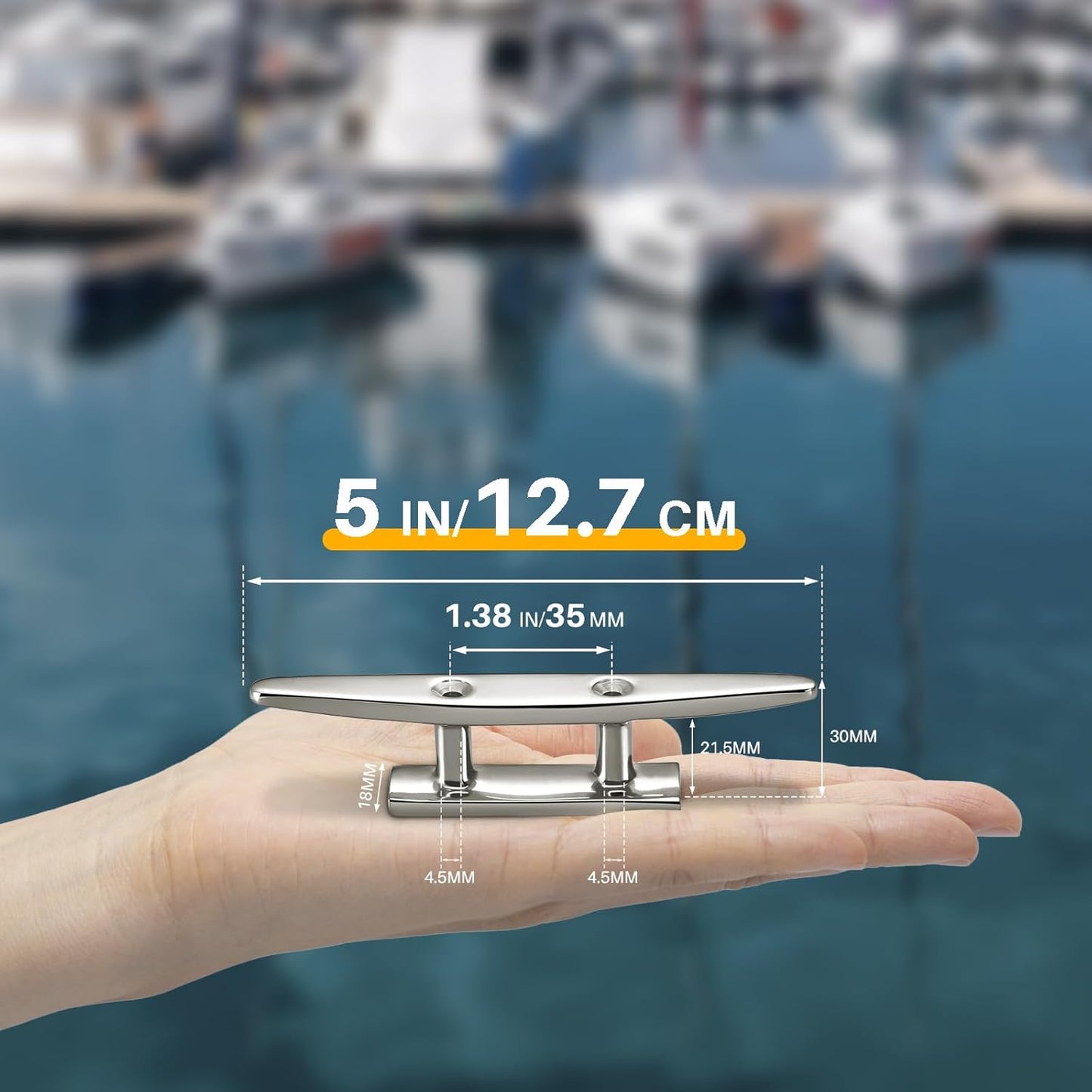 Boat Cleats Marine Grade 316 Stainless Steel Boat Mooring Cleat Pack of 4, Installation Accessories Included