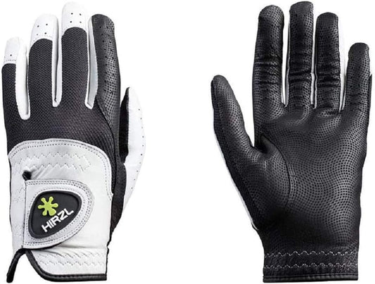 HIRZL Trust Control 2.0 Golf Glove, All Weather Mens Golf Glove, White/Black, Kangaroo Leather Palm, Cabretta Leather Backhand, Trusted by Pro’s, Sweat Free, Ultimate Grip