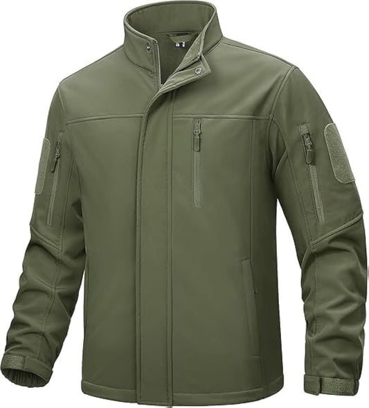 TACVASEN Men's Tactical Softshell Jacket Fleece Lined Water Resistant Windbreaker Military Lightweight Coat for Hiking