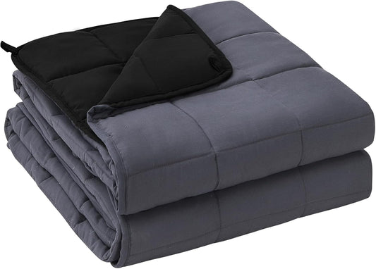 yescool Weighted Blanket for Adults (25 lbs, 60" x 80", Grey& Black) Cooling Heavy Blanket for Sleeping Perfect for 240-260 lbs, Queen Size Breathable Blanket with Premium Glass Bead, Machine Washable