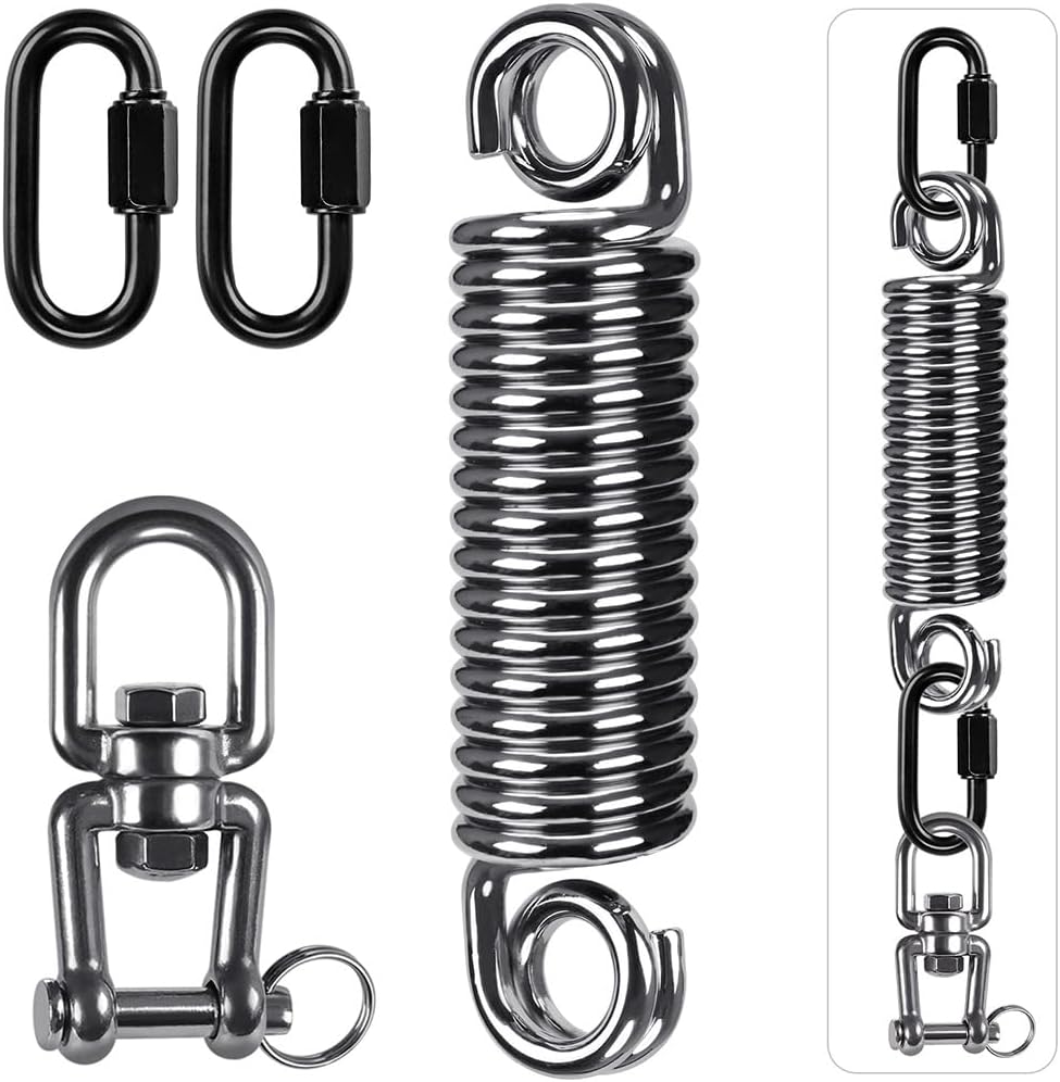 SELEWARE Heavy Bag Spring, Punching Bag Hanging Kit with Swivel & 2 Carabiners, 360 Rotational Hanging Accessory for Boxing Bag