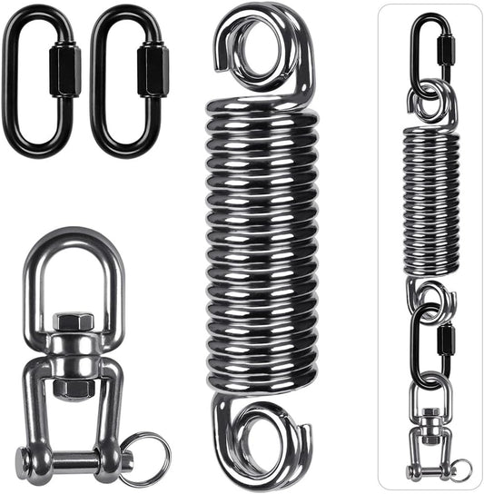 SELEWARE Heavy Bag Spring, Punching Bag Hanging Kit with Swivel & 2 Carabiners, 360 Rotational Hanging Accessory for Boxing Bag
