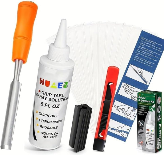 Golf Grips Kit with Golf Grip Tapes Remover Tool, 13 Golf Grip Tape,Golf Grip Solvent, Rubber Vise Clamp and Hook Knife for Regripping Golf Club Grips, Golf Club Regripping Kit