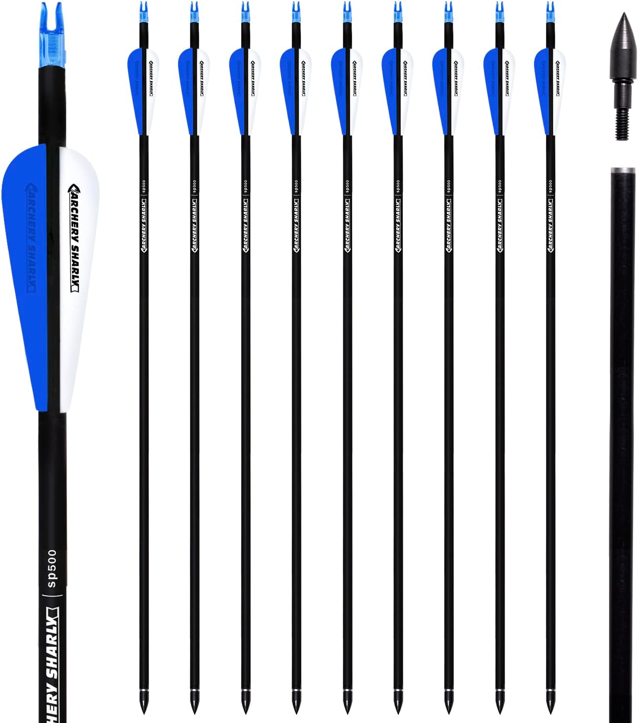 30Inch Carbon Hunting Arrow Targeting Practice Arrows with Removable Tips and Adjustable Nocks for Compound & Recurve Bow (Pack of 12)