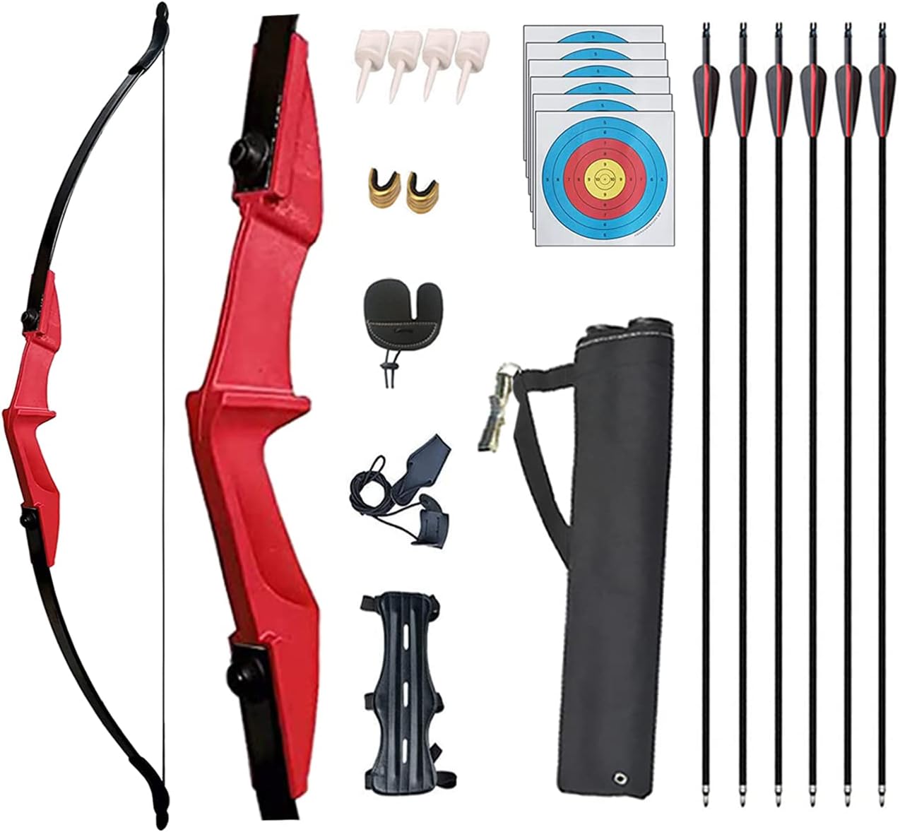 Archery Takedown Recurve Bow and Arrow Set Left/Rght Hand Longbow Kit Beginner Outdoor Hunting Shooting Practice 20lb 30lb 40lb