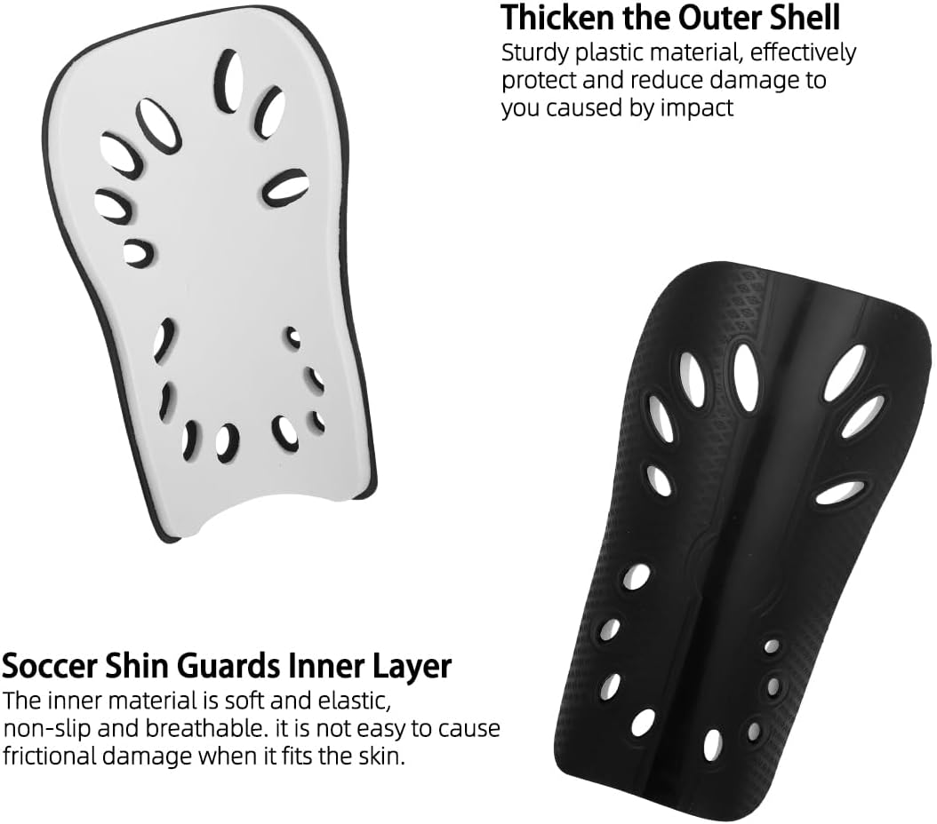 Soccer Shin Guards for Kids Youth, 2 Pairs Breathable Shin Pads for Boys Girls Teens Adults, Lightweight Football Equipment Cushion Protection for Men Women