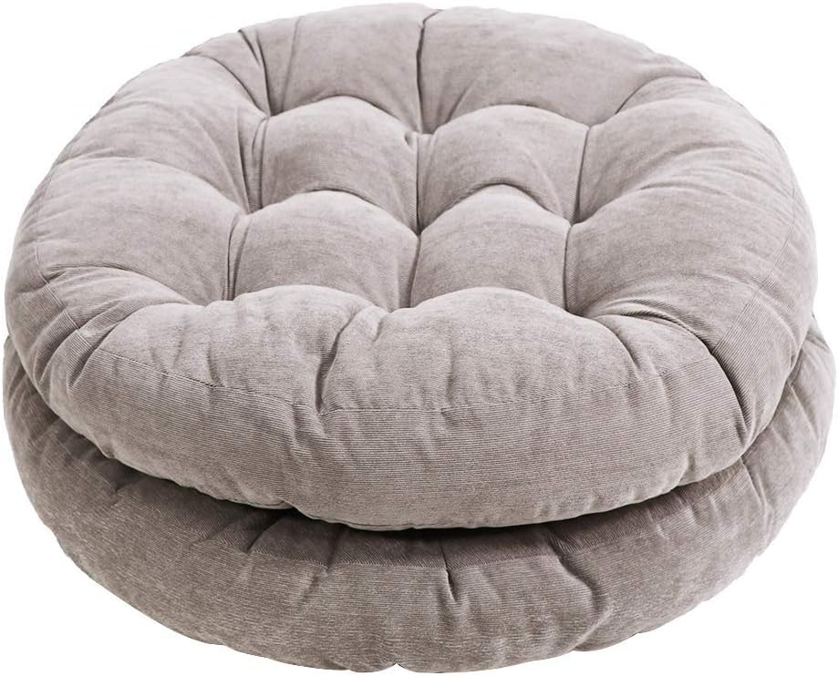 Tiita Floor Pillow Cushion, Round Seat Cushion, Outdoor Floor Pad, Meditation Cushion for Yoga Living Room Sofa Balcony, Set of 2, 22x22 Inch, Grey