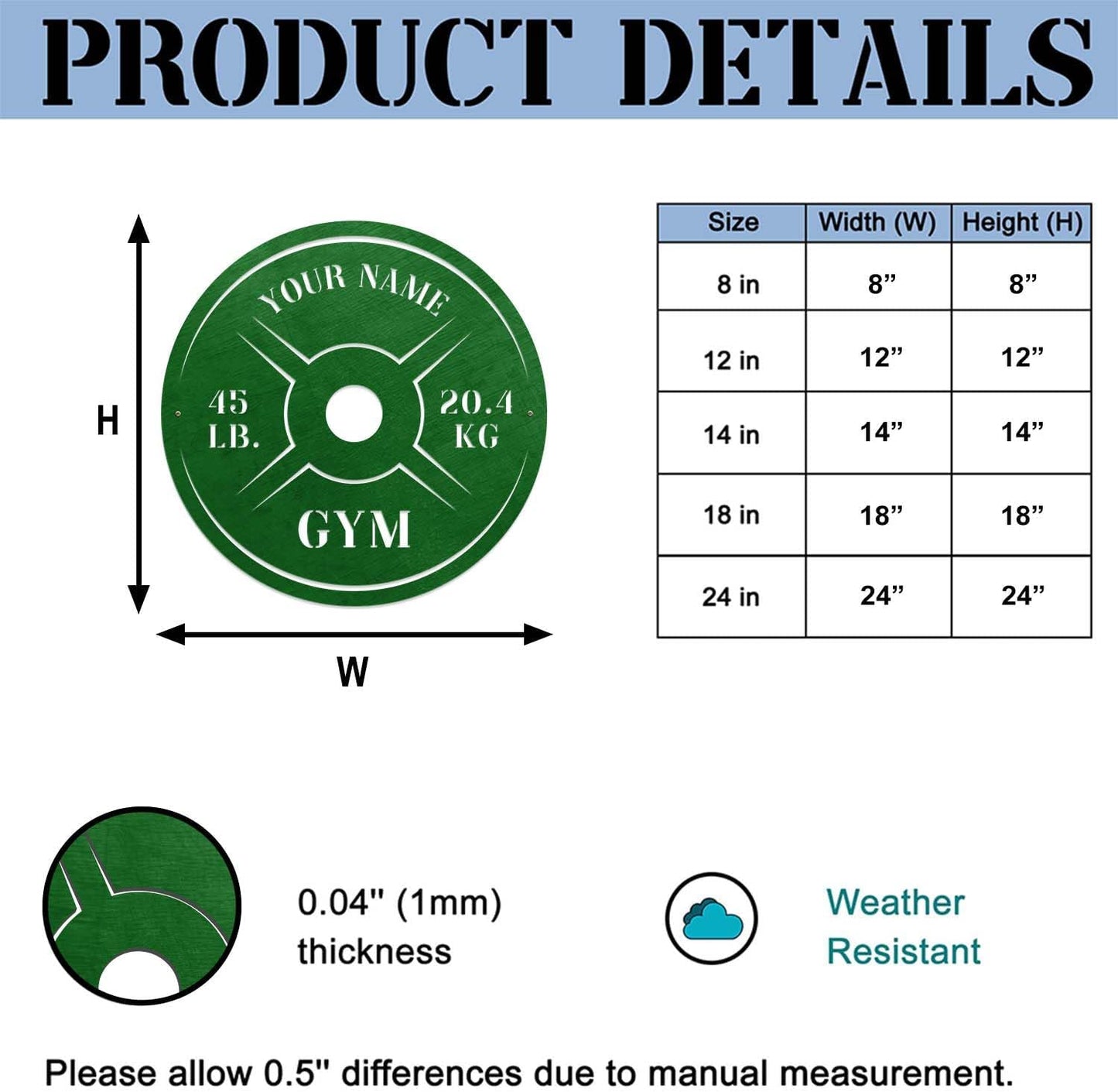 Personalized Home Gym LED Tin Metal Sign Multiple Sizes, Weight Lifting Exercise Workout Room Training Fitness Center Motivational Inspirational Quotes Decor Wall Art Hanging Accessories (08 w/o LED)