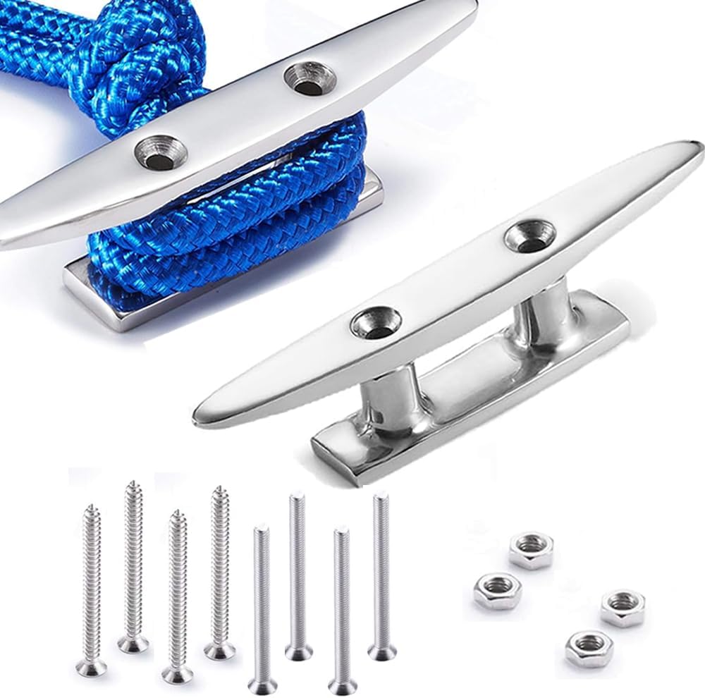 Boat Cleat Open Base Boat Cleat 4/5/6/8 inch, Dock Cleat All 316 Stainless Steel Boat Mooring Accessories, Include Installation Accessories Screws